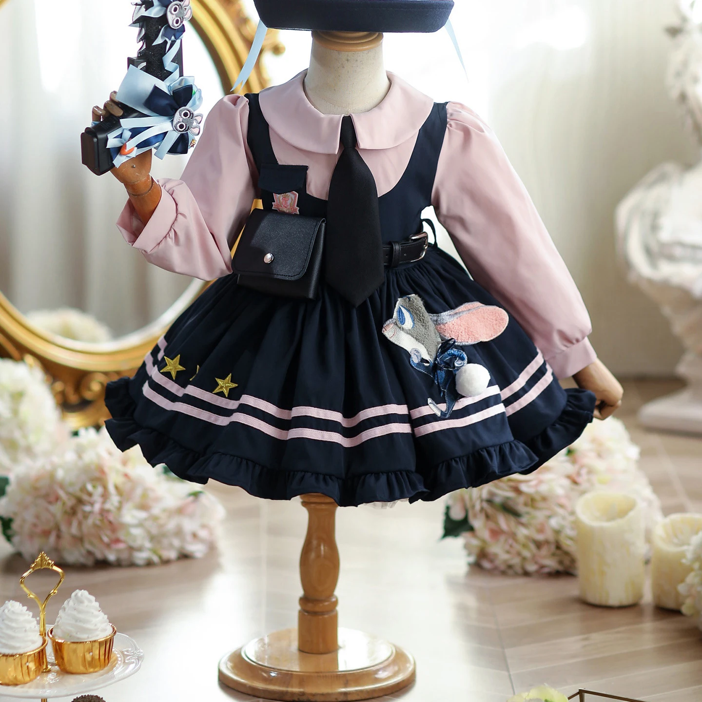 

Новое платье для девочек в стиле Джуди Хоппс, нарядное, для дня рождения, весна-осень, с длинным рукавом, розовое с синими вставками, длина до колена