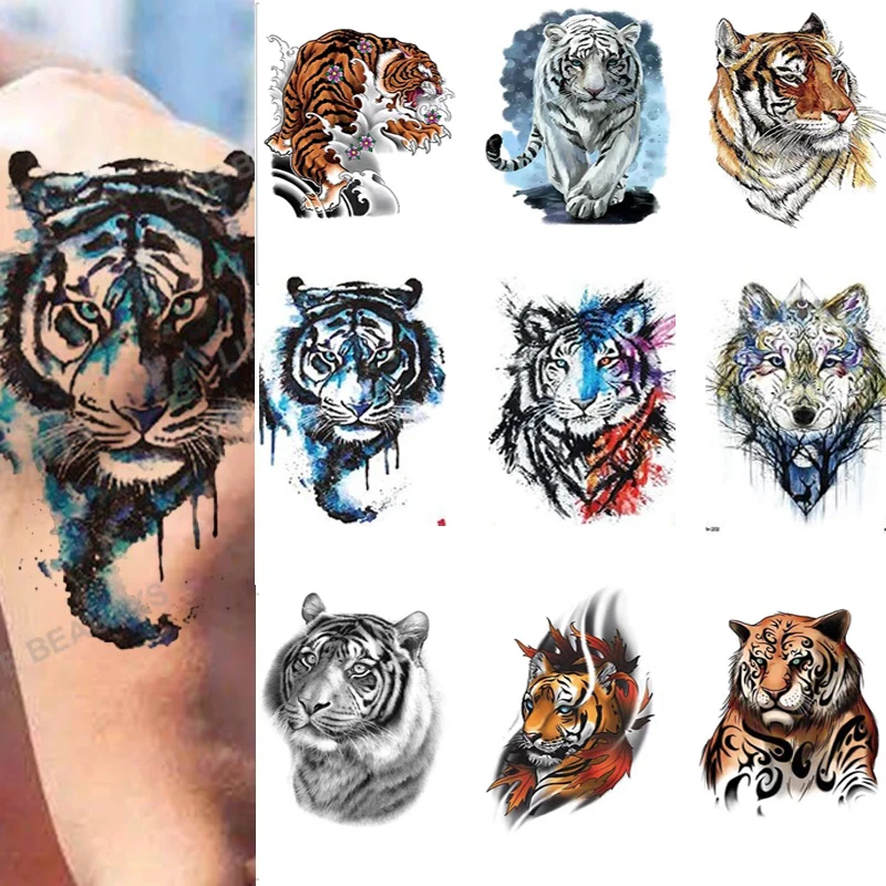 

Оптовая продажа, 100 листов, водостойкая временная татуировка, наклейка, роза, вспышка, волк, тигр, боди-арт, рука, сексуальные мужские и женские рукава