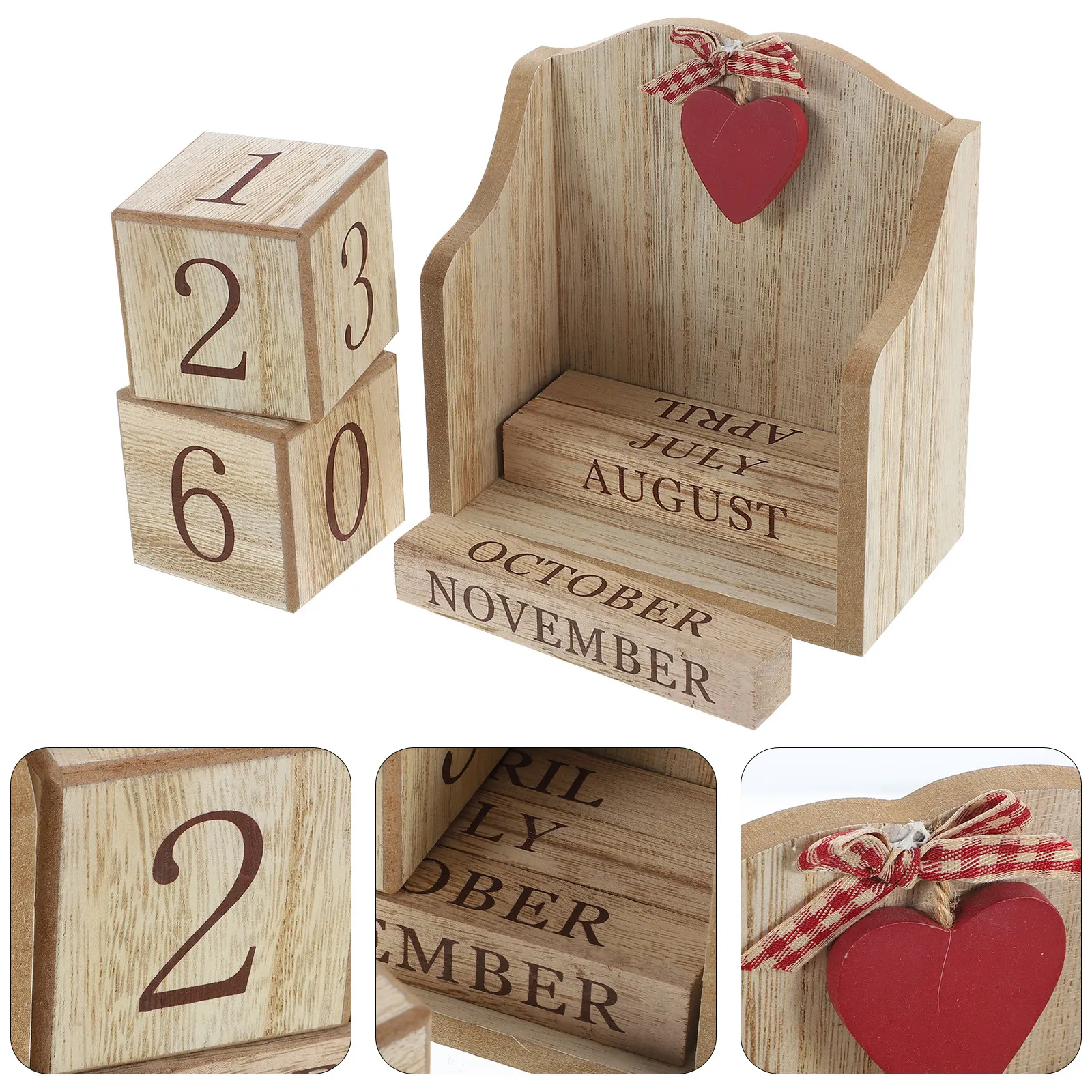 

Wood Blocks Wooden Perpetual Desk Calendar Manual Desktop Wooden Block Calendar Date Display Decorative Home Office