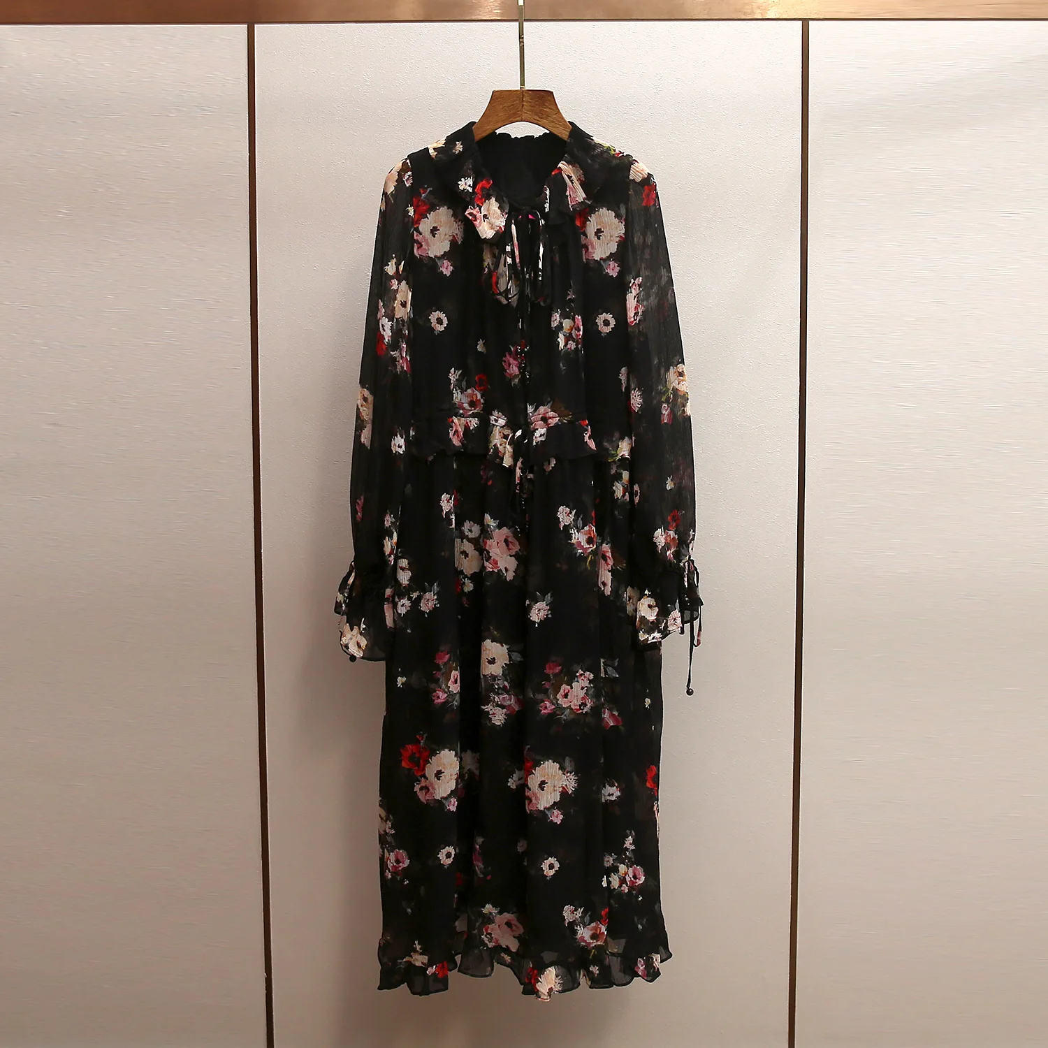 

Elegant Mid-Length Print Dress Women's Fashion Spring New Design Sensation Nanyou High-End Women's Clothing A-Line Knitted Dress