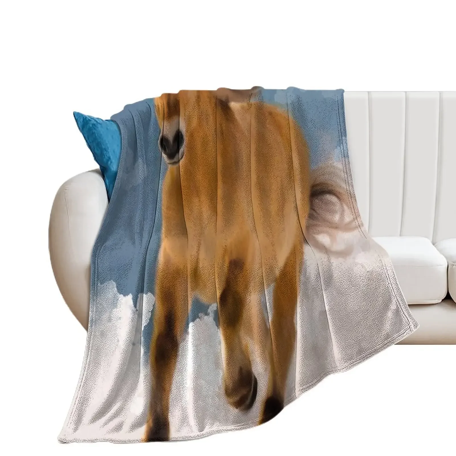 Norwegian Fjord Horse Portrait, Fjord Horse Oil Paint, Norwegian Fjordhest, Beautiful Fjord Horse Throw Blanket