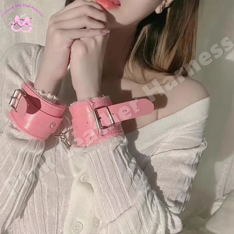 PU Leather Sexy Plush Handcuffs Women Ankle Cuff Bracelet Cosplay Fetish Sex Toys Accessories Bdsm Adult Game Toys Supplies