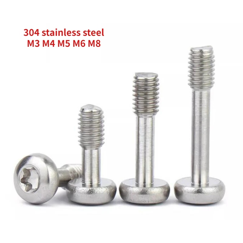 

304 Stainless Steel Round Head Plum Blossom Non Loosening Screw Thin Rod Half Tooth Pan Head Anti Falling Screw M3 M4 M5 M6 M8