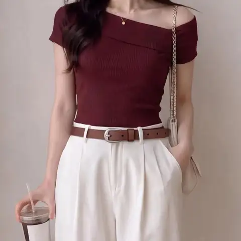Women Genuine Cowhide Slim Belt Anti-Tarnish Teardrop Pin Buckle Fray-Proof Edge Multi-Hole Belt For Jeans Dresses