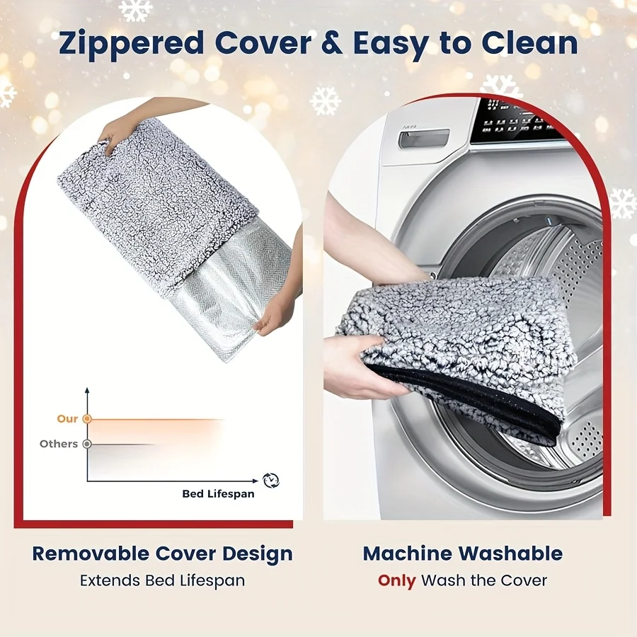Winter Detachable Pet Heating Pad Washable Pet Mat for Cats and Dogs Thermal Insulation Heating Warm Pad Reusable Pet Mat for view 4