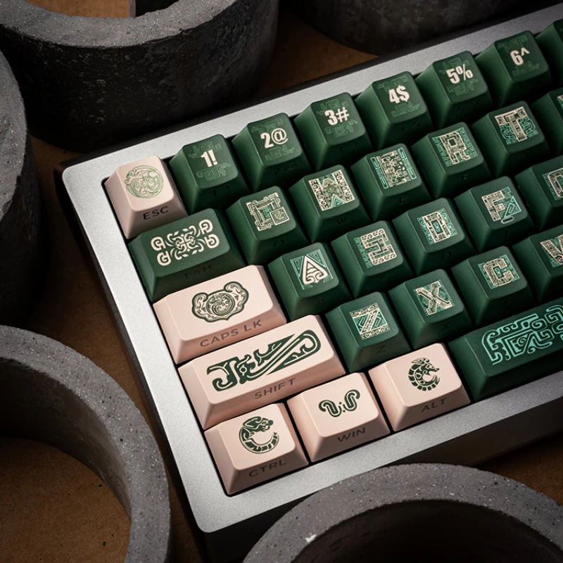 Imagem -03 - Mifuny Bronze Ware Tema Keycaps Grupo Acessórios de Teclado Mecânico com Desktop Mat Pbt Perfil Oem Gaming Keycap 130 Chaves