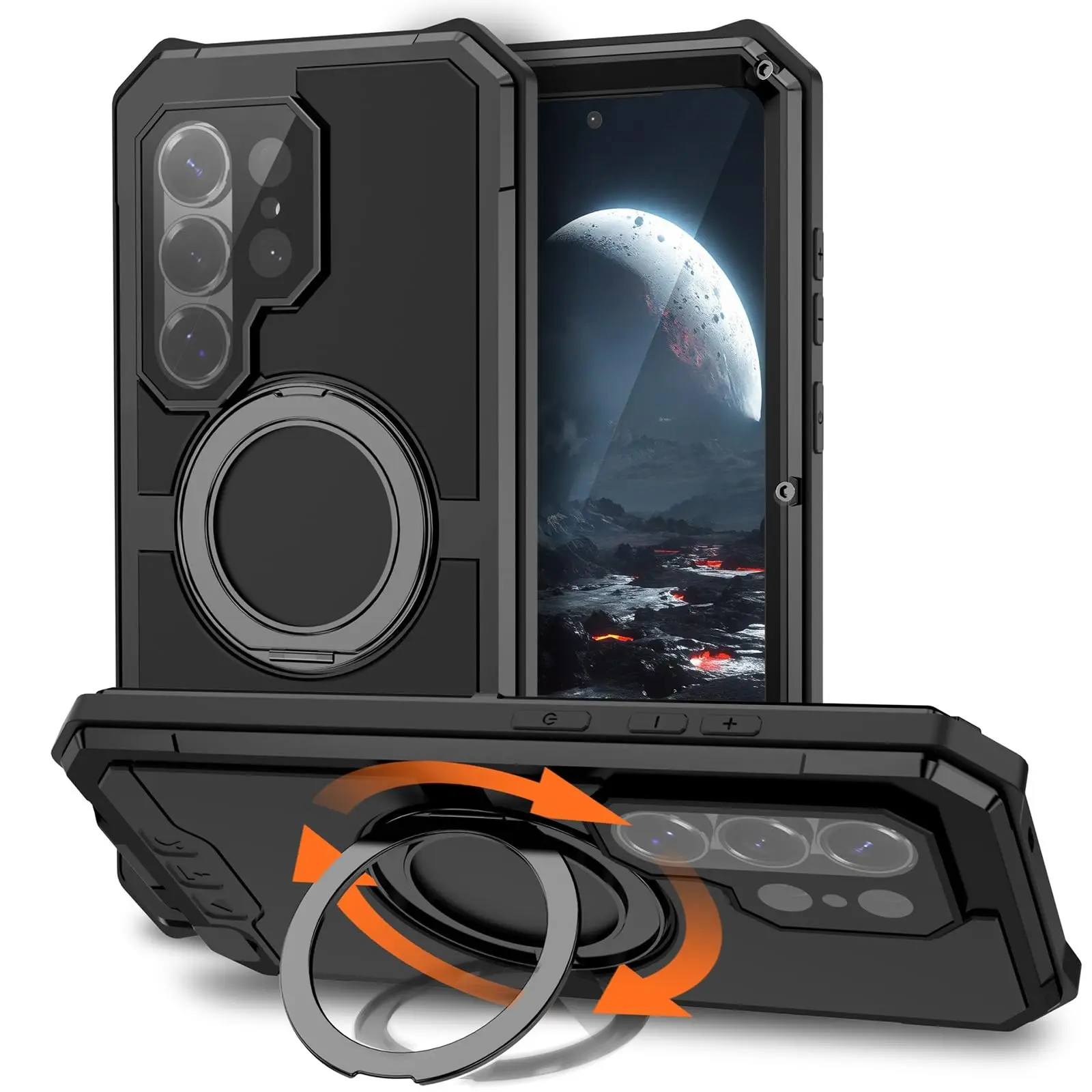 

For Samsung Galaxy S26 Ultra Shockproof Magnetic Aluminum Rugged Case with Camera Protection Invisible Kickstand