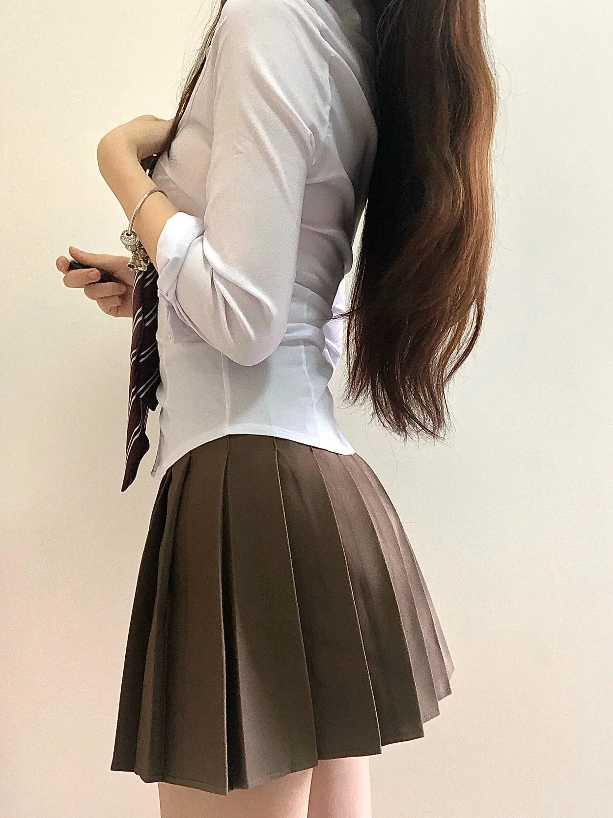 Würzige Mädchen Uniform Anzug Student täglich japanische JK Uniform Set Frauen lang ärmel ige schlanke weiße Hemd Mini Falten rock Sommer