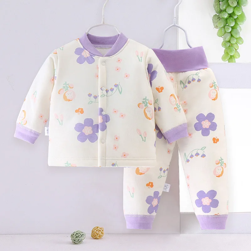 2Piece Winter Newborn Girls Clothes Toddler Boy Outfits Korean Cartoon Warm Thick Tops+Pants Baby Boutique Clothing Sets BC842