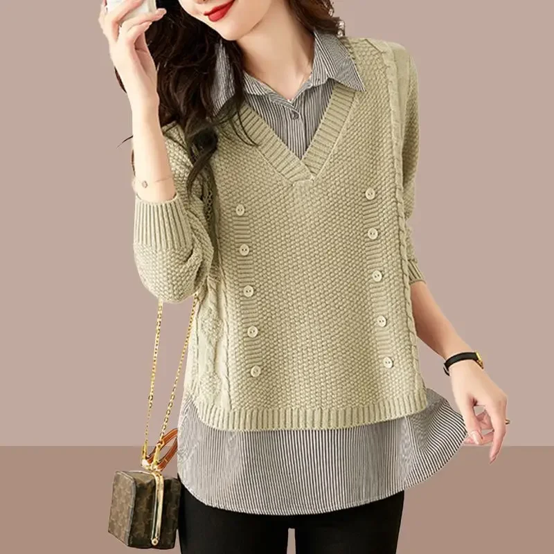 المألوف قميص طوق قصيرة محبوك سترة المرأة فضفاضة نمط جديد حار بيع للموسم أنيقة أعلى عارضة تنوعا الإناث #1