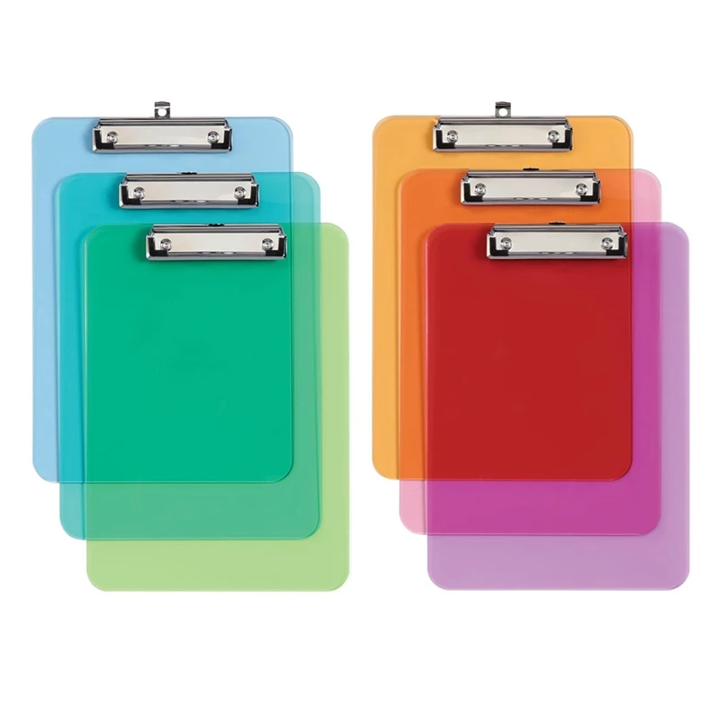 

Plastic Clipboards, Metal Clip With Plastic Corners, Writing Surface With Hanging Loop, 12.5Inch X 9Inch, 6 Pack