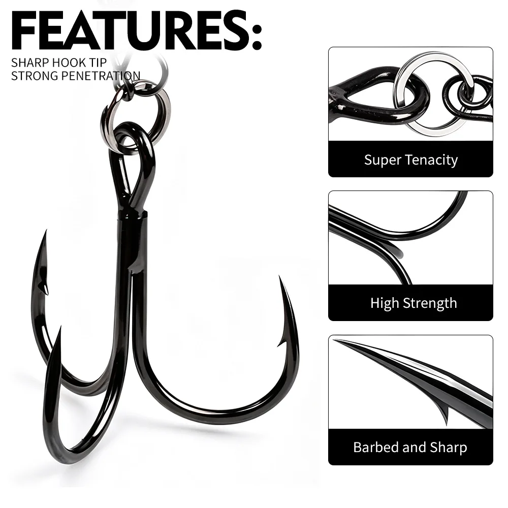 Proberos Heavy Duty Stainless Steel Wire Fishing Rig Spring Lock Pin Two Treble Hooks Saltwater Lure Assist Tackle Accessory Set