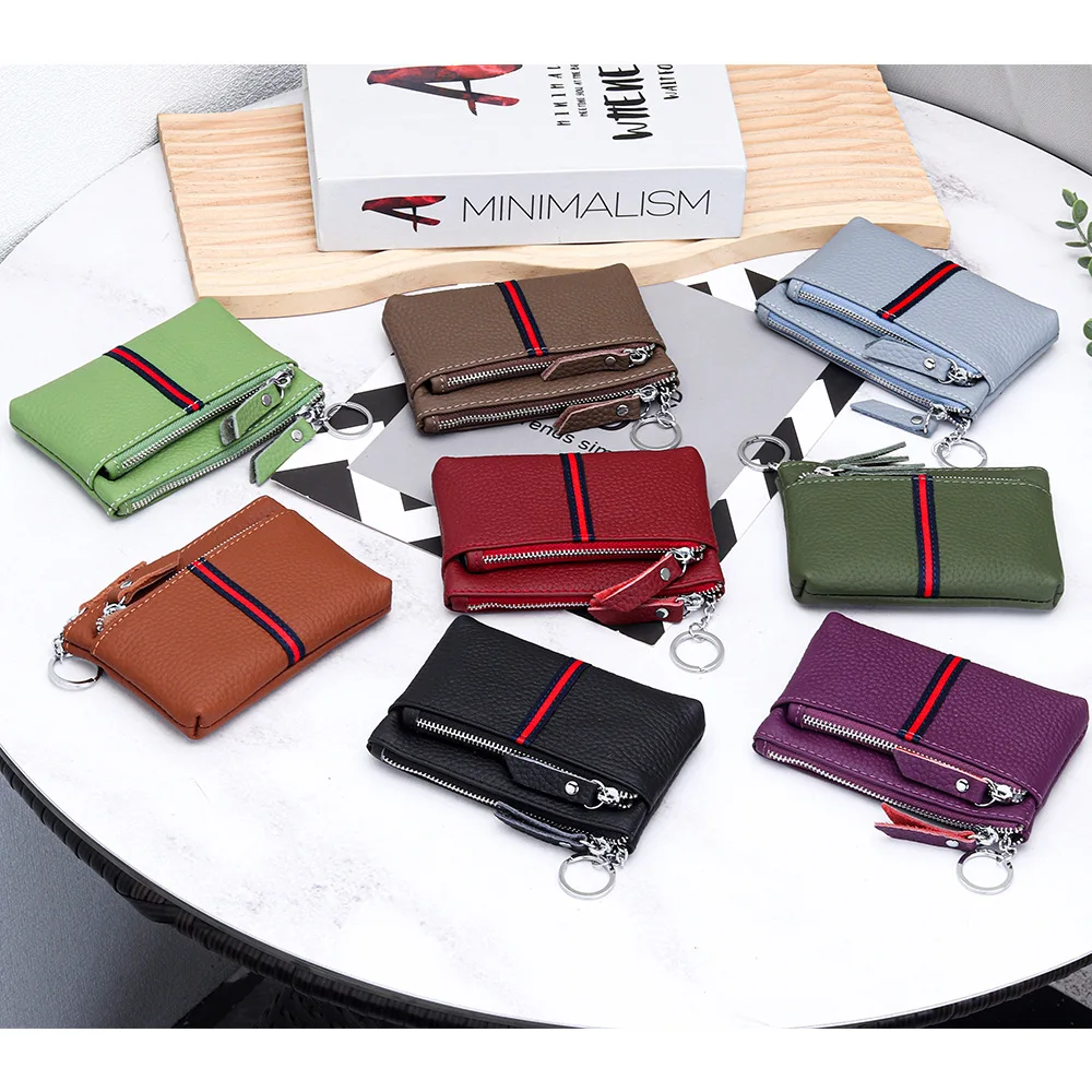 

Кожаный кошелек для мелочи, женский мини-тонкий кошелек для хранения удостоверений личности, карман для монет