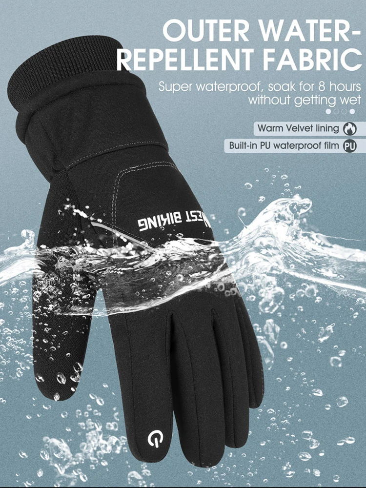 AliExpress West Biking WEST BIKING Waterproof Bike Gloves Winter Warm Touch Screen Cycling Gloves 3M Thinsulate Thermal Sport Ski MTB Road Bike Gloves