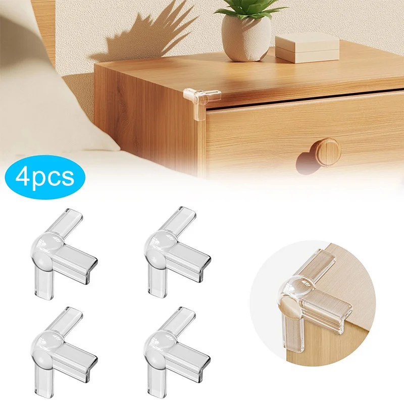 4 قطعة أغطية زوايا الطاولة الشفافة المضادة للتصادمات Babyproofing الأثاث ركن الوفير الحرس ملصقات الزاوية دائم