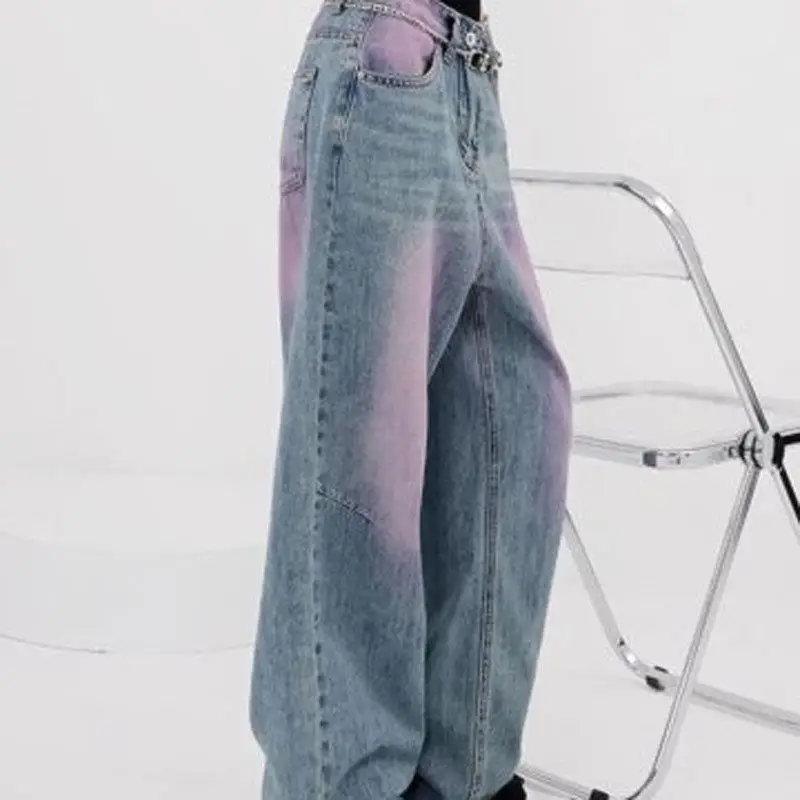 Y2k Vintage Garment Dye Flare Washed Jeans Women Autumn Baddies Streetwear Gyaru Denim Pants Korean Harajuku Aesthetic Grunge