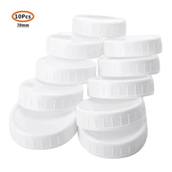 10pc White Mason Canning Drinking Plastic Jars Lid 70mm/86mm Inner Diameter Covers Unlined Ribbed Lids Storage Caps Replacements