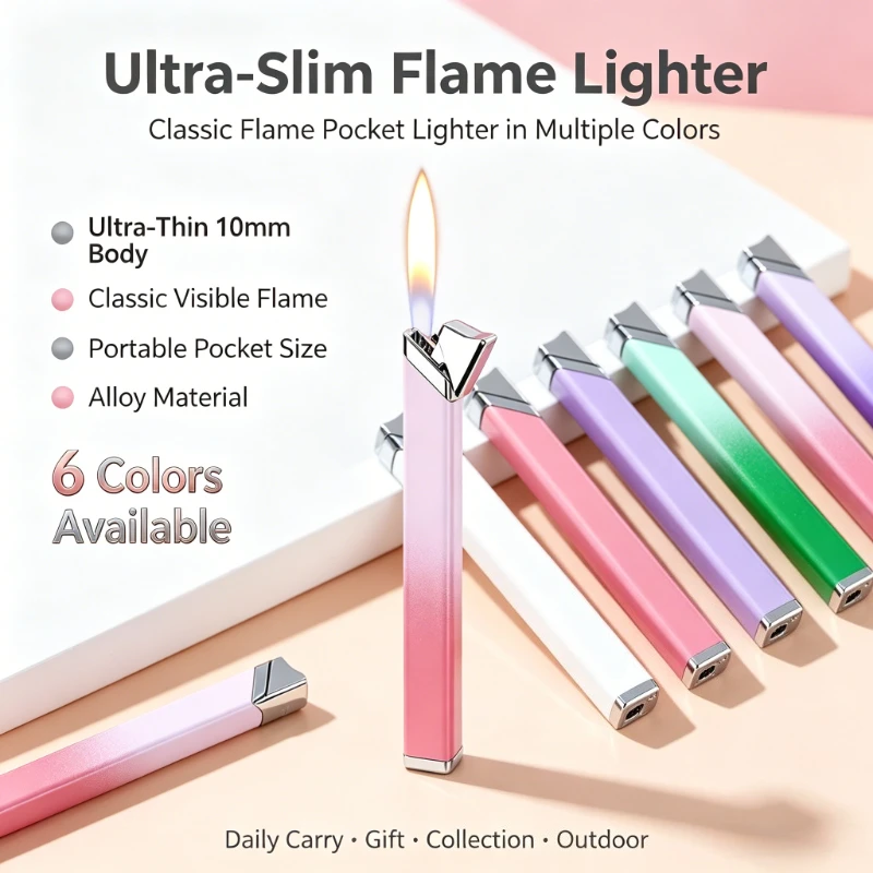 Mini Durable Long Strip Metal Lighter Pocket Size Butane Refillable for Camping Hiking Outdoor Survival cigarette accessories
