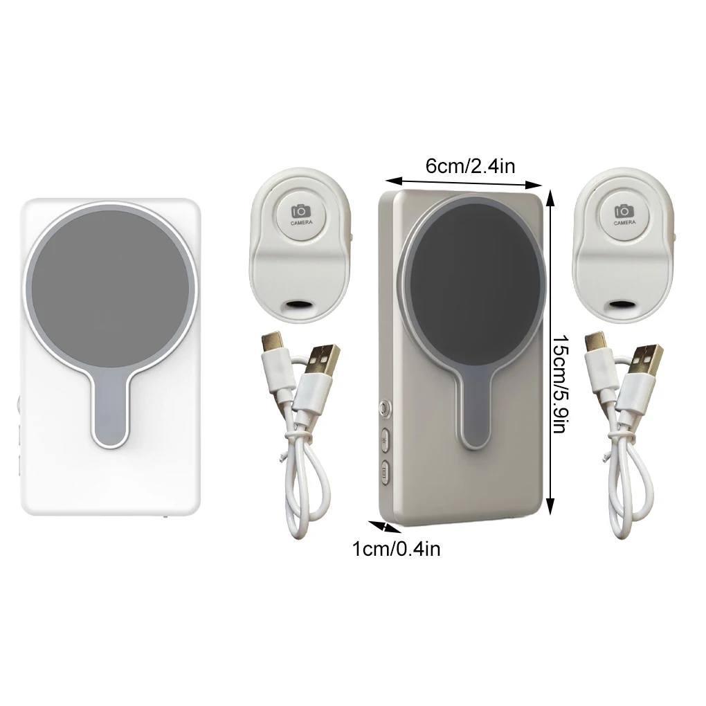 RK-X40 Magnetic Vlog Selfie Screen Phone Rear Camera Selfie Monitor Display For iPhone 16 15 14 Pro Max iOS Android Phone White