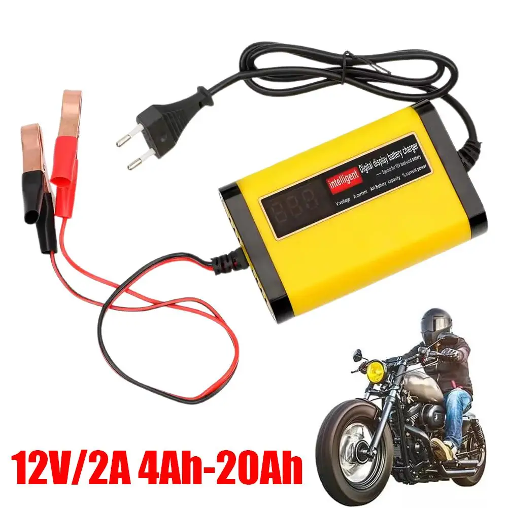 

2a Intelligent Fast Power Motorcycle Battery Charger Car Digital Display Stages Battery 3 Voltage Lcd Charging Safe I5h2