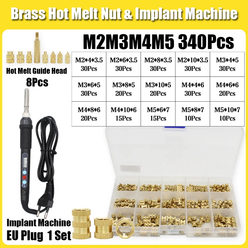 Messing-Wärmeeinsatzmutter 60W Lötkolben-Set mit Einstellbarer Temperatur LCD-Lötwerkzeug Kupfermuttereinsätze für 3D-Drucker-Zubehör – Detail 14