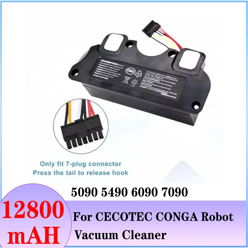 NUEVO - Batería de Repuesto de 12800mAh para Aspiradora Robótica CECOTEC CONGA 5090 5490 6090 7090, Paquete de Baterías 18650, Accesorios