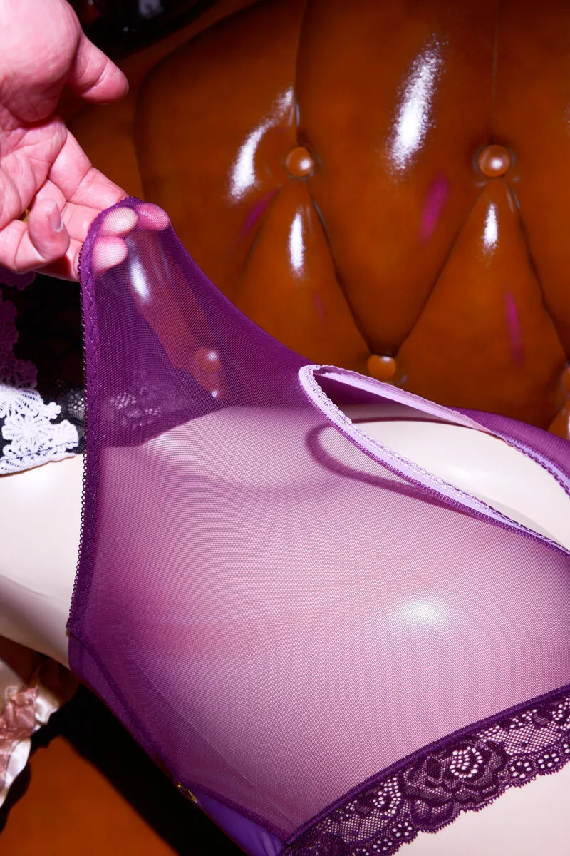 

Women's Sexy Lace Briefs Open Crotch Transparent Mesh Panties Embroidery See through Candy Color Exotic Lingerie