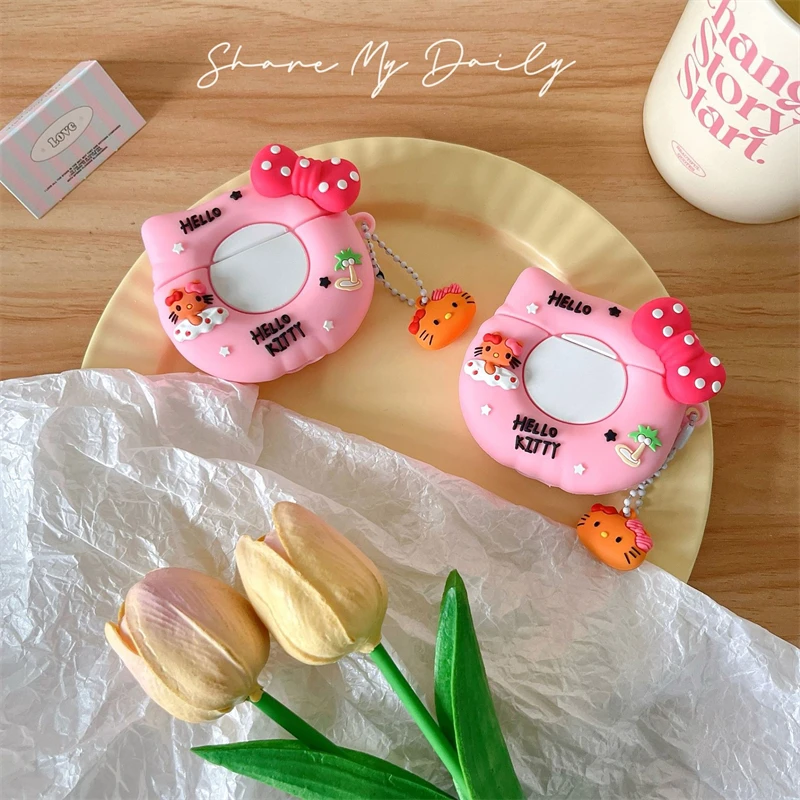 Summer Coconut Tree Brown Hello Kitty Earphone Cover For Apple AirPods 1 2 3 Airpods Pro/Pro2 Wireless Bluetooth Headphone Case