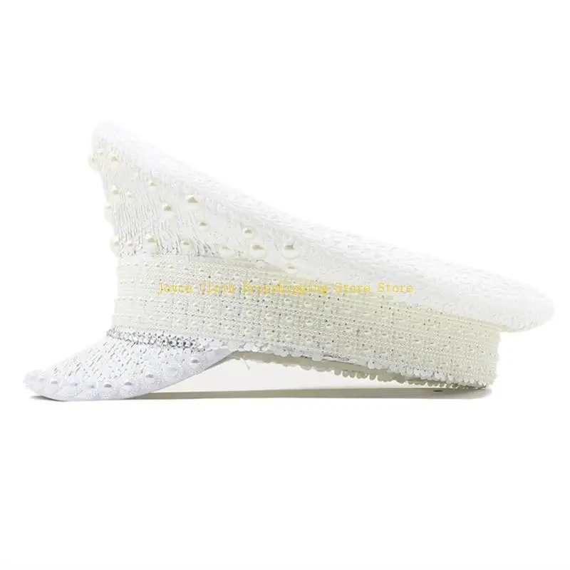 الترتر العروس قبعة قبعة عسكرية قبعة الزفاف هالوين حفلة الكابتن قبعة السفر التقاط صور الزفاف قبعة ضابط قبعة 10CD