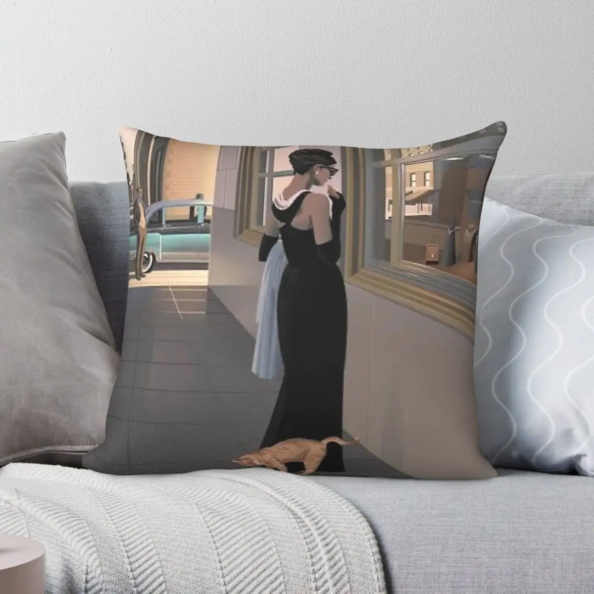 Audrey Hepburn Holly Golightly Pillowcase Polyester Linen Velvet Printed Zip Decorative Sofa Cushion Cover 45x45