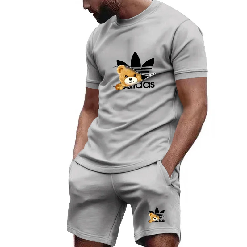 

Summer new men's fashion 2026 casual pullover super comfortable sports set, basketball short sleeved T-shirt+shorts two-piece se