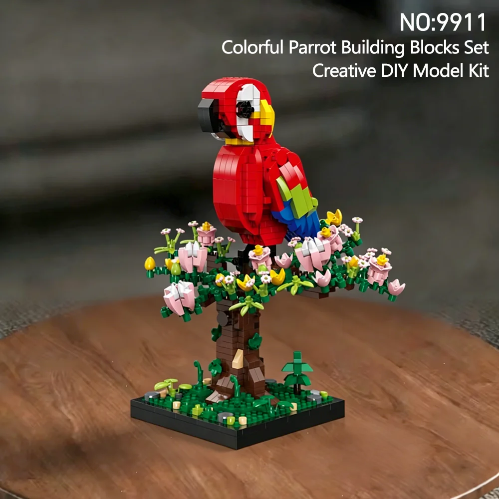 

Macaw Parrot Micro Building Blocks Set a Lifelike MOC Pet Model with Colorful Plumage Perched and Ready for Immersive Assembly