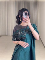Charmante robe de soirée musulmane à col rond, caftan brodé chic, droite, offre spéciale, robe de bal pour femmes, magnifique tenue de Cocktail arabe 4