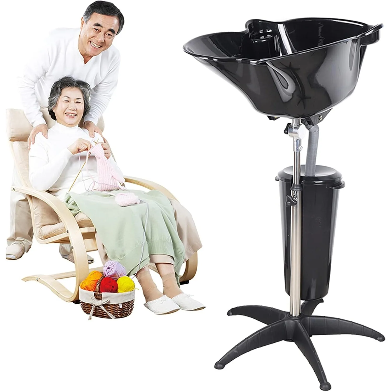 وعاء شامبو كهربائي محمول، ارتفاع قابل للتعديل، مع مضخة كهربائية لغسل الشعر في الصالونات/المنزل، مخزون أمريكي