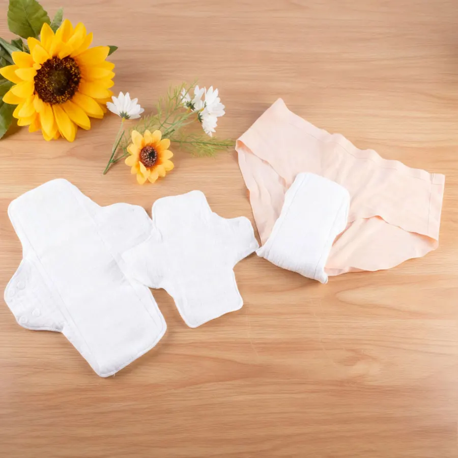 Imagen 3: Juego de Toallas Sanitarias de Tela de Gasa de Algodón, Toallas Menstruales Lavables de Tela de Rizo Suave, Transpirables, a Prueba de Fugas, Toallas Postparto
