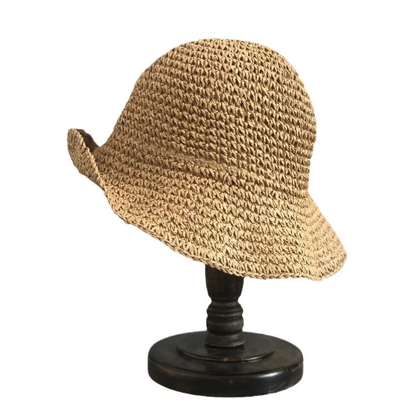 Beach Korean Straw Hat Summer Women Visor Bucket Hat Fisherman Hat Hand weaving Panama Girl Fishing Chapeau Sun Hats for Women