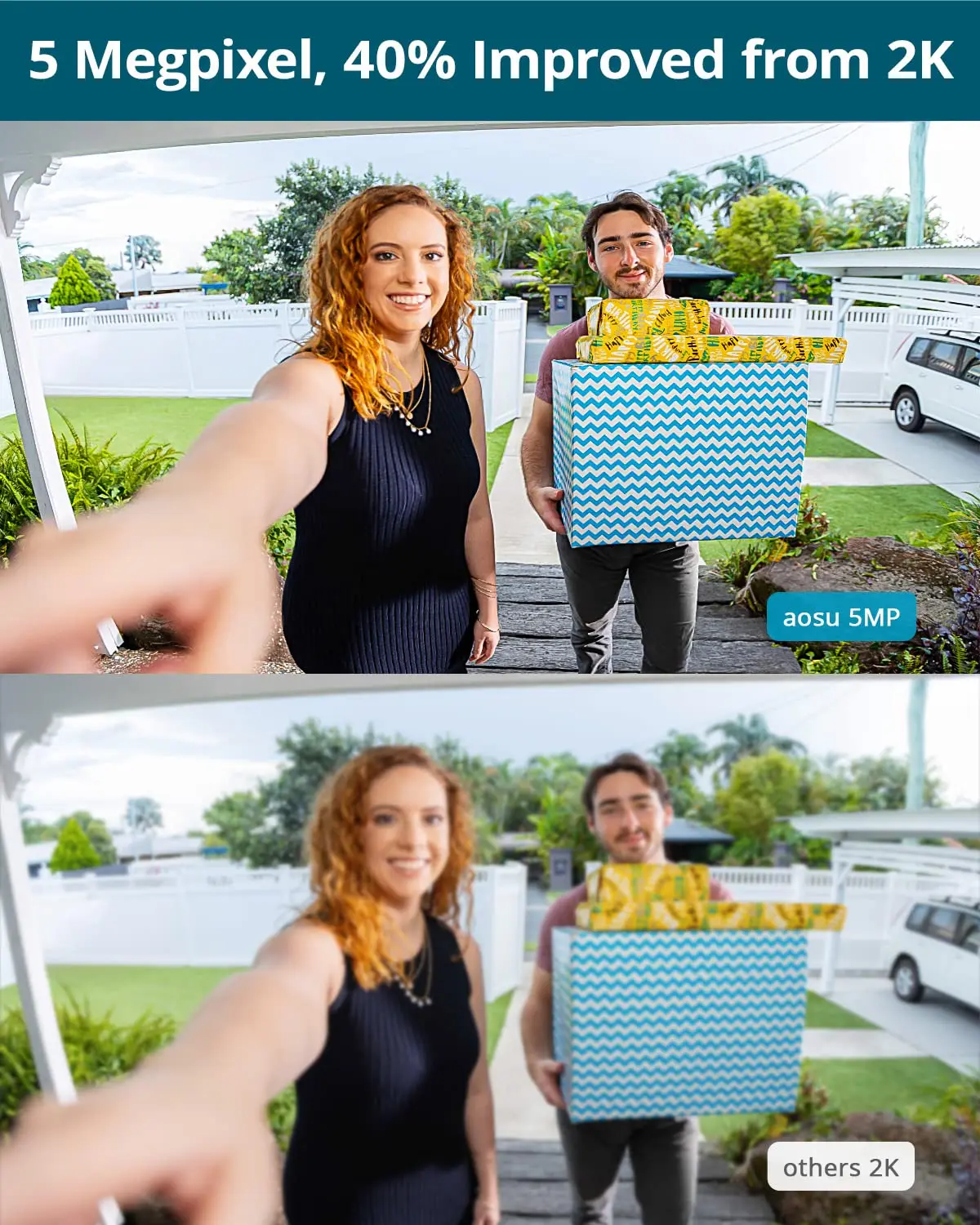 AOSU 5MP Ultra HD WiFi Video Doorbell Outdoor Camera PIR Motion Detection 2-Way Audio IP66 Wireless Door Bell Support Alex