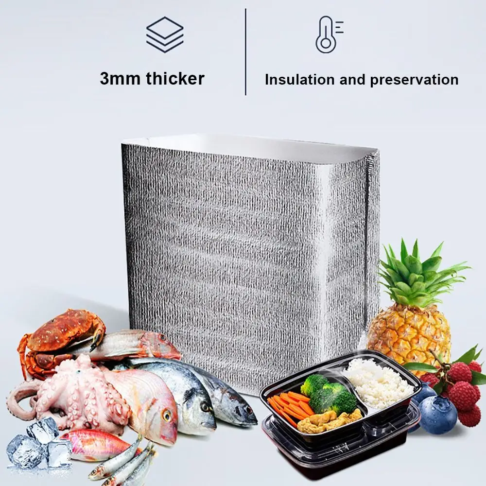 5Pcs Folding Ice Cold Warm Aluminum Foil Bag Delivery Carrier Packing Insulation Bag Food Thermal 3mm Cooler Bag Drink Storage