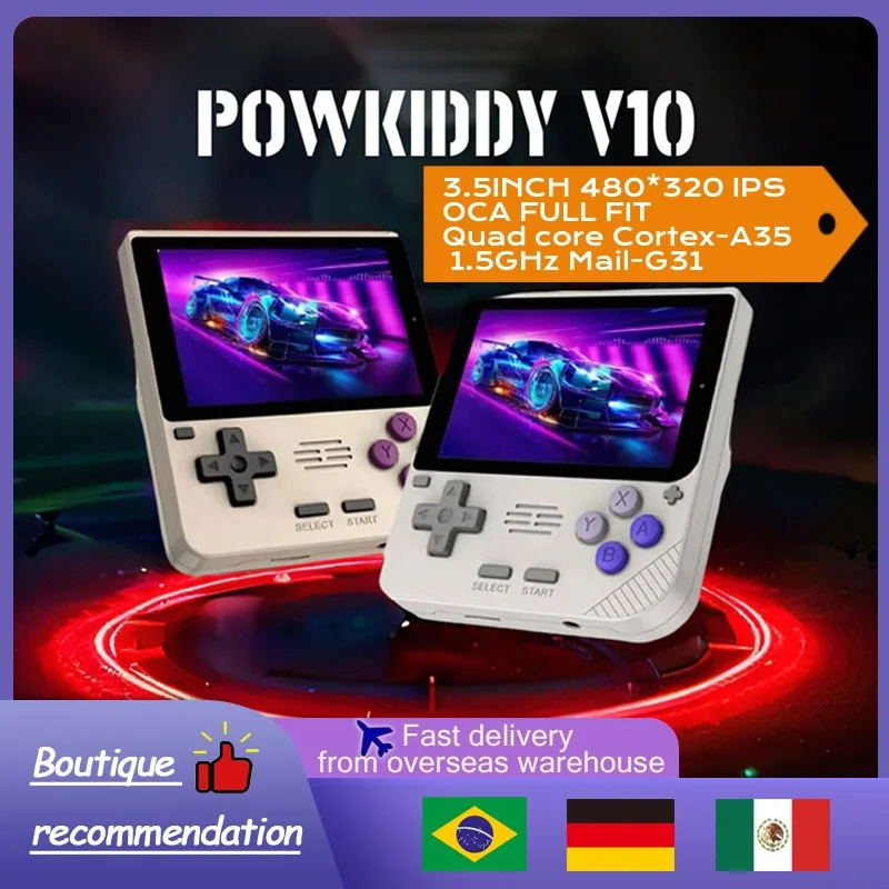 

Powkiddy V10 3.5-Inch Ips Oca Hd 64-Bit Full Fit Screen Open Source System Is Compatible With Mainstream 3d Simulators Gifts