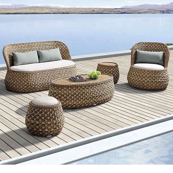 Aluminum Chair Round Outdoor Garden Rattan Furniture Set Rope Furniture Set Luxury Outdoor Sofa