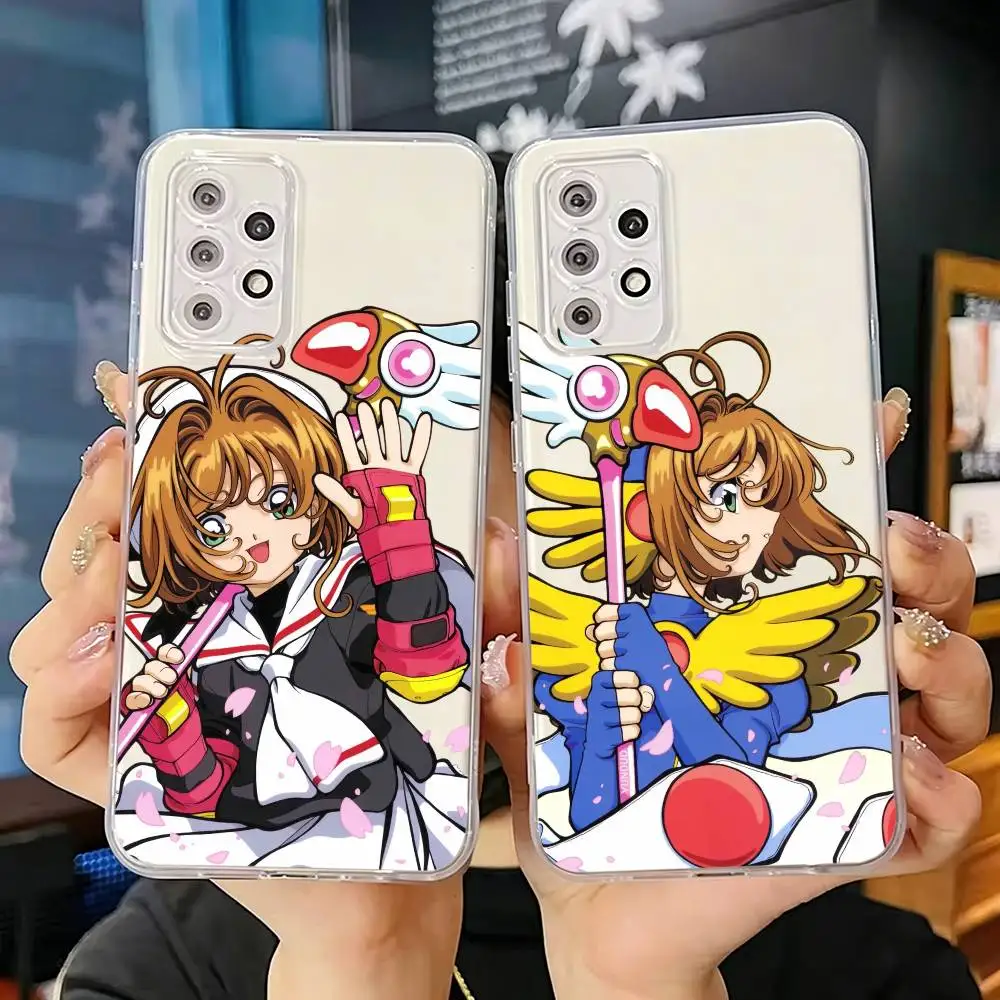 Cardcaptor S-Sakura Cute Anime Transparent Soft Silicone Phone Case For Samsung S25 S24 S23 S22 S21 Plus