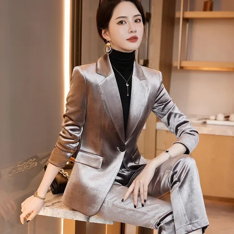 

Women's Gold Velvet Suit Suit Autumn and Winter New Korean Style Goddess Internet Hot Casual Professional Small Suit Coat