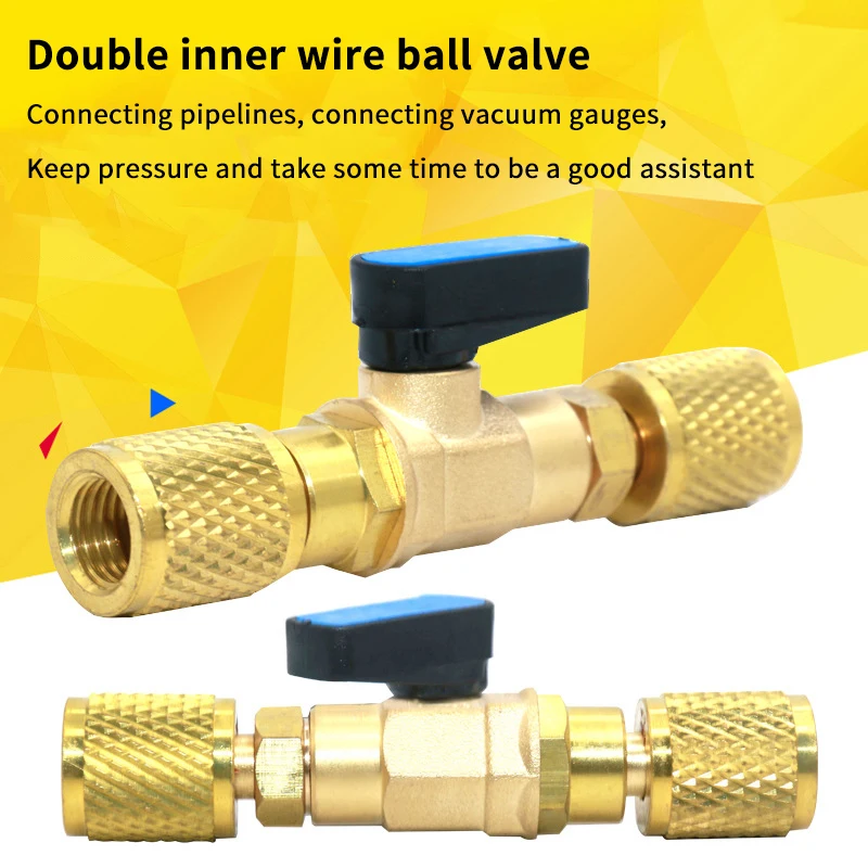 

1 Piece Air Conditioning DIY Accessories Brass Refrigeration Ball Valve Adapter Refrigerant Ball Valve Connector G1/4''