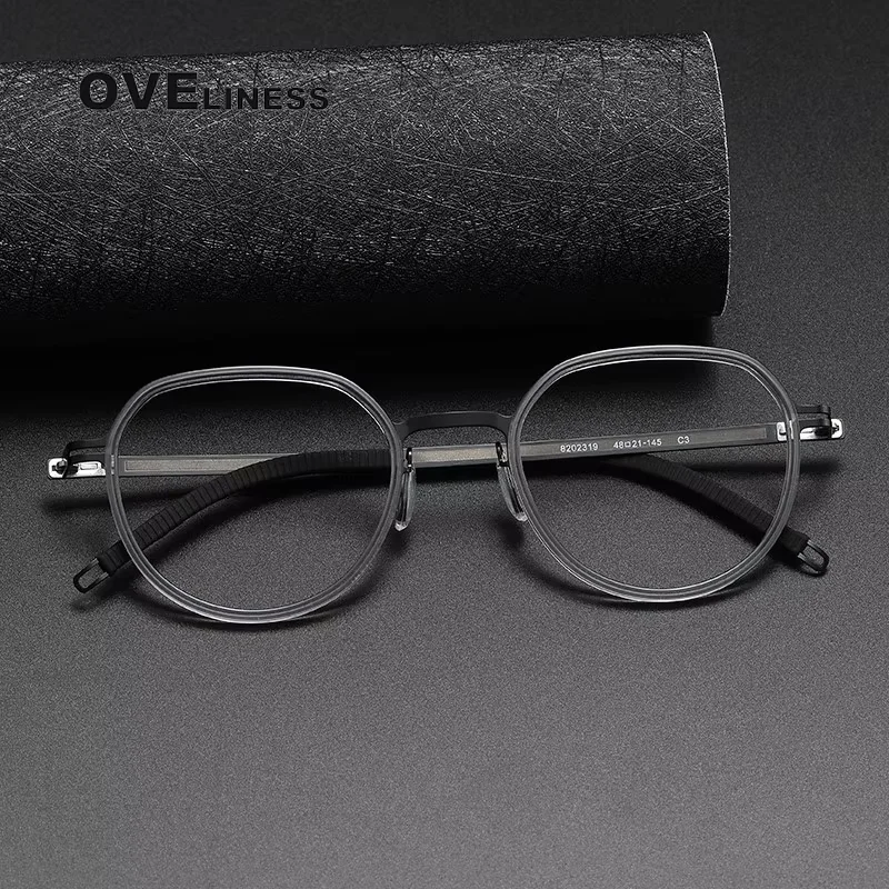 

Luxury Titanium Glasses Frame Men Women Round Myopia Prescription Optical Eyeglasses Frame Male Retro Denmark Screwless Eyewear