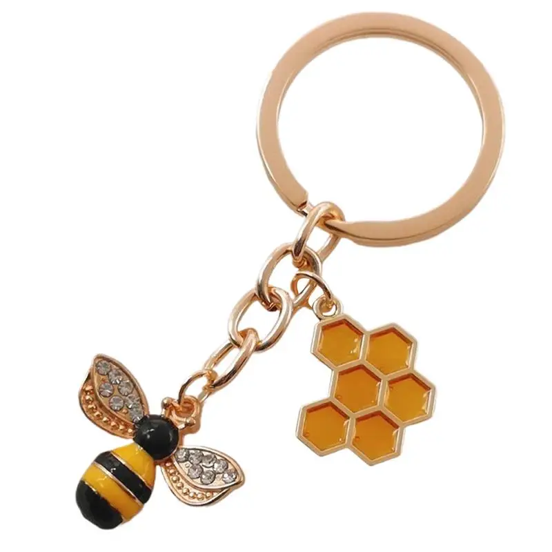 Bee Key Chain Animal Key Chain Decor Bee Keychain Rhinestone Sparkling Animal Key Chain Decor For Women Men Teacher Students