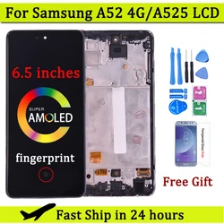 6.5'' SUPER AMOLED Display For Samsung A52 4G A525 A525M A525F/DS LCD Touch Screen Digitizer With Frame Repair Parts