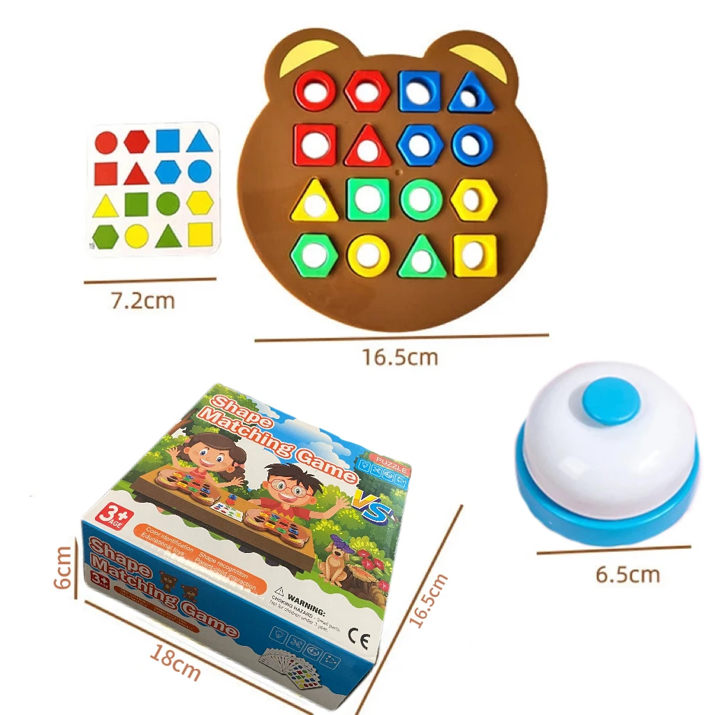 Ursinho forma geométrica cor correspondência 3d quebra-cabeça montessori aprendizagem educacional interativo jogo de batalha brinquedos crianças presente