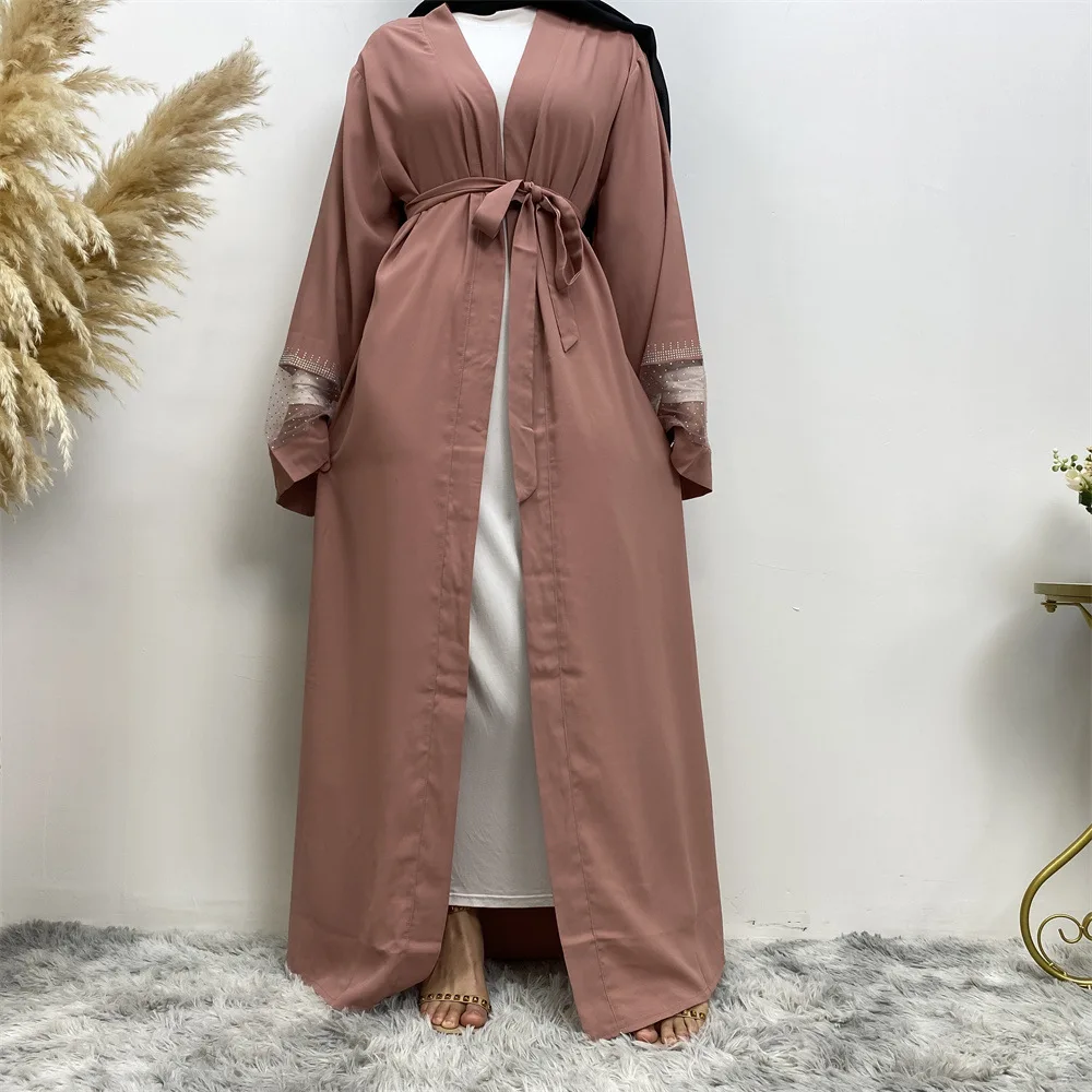 Eid Ramadán abierto Abaya mujer vestido musulmán Maxi, Dubai Turquía Kaftan Islam Jalabiya bordado Kebaya Robe Longue Femme muslmane