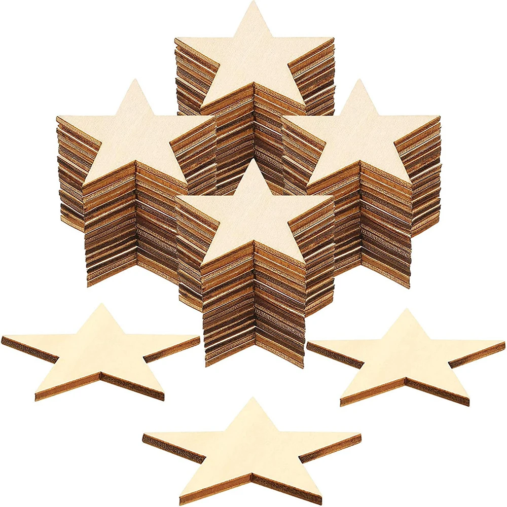 

30PCS Wooden Star Unfinished Wood Christmas Blank Wooden Cutouts Ornaments for Craft Project DIY Party Wedding Decoration