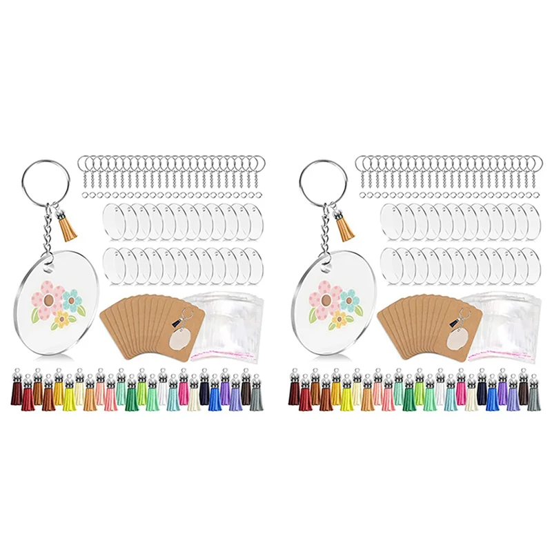 

A19F-288 PCS Acrylic Keychain Blank Set,Key Chain For Vinyl Key Come With Acrylic Blank Bulk, For DIY Keychain Vinyl Crafting